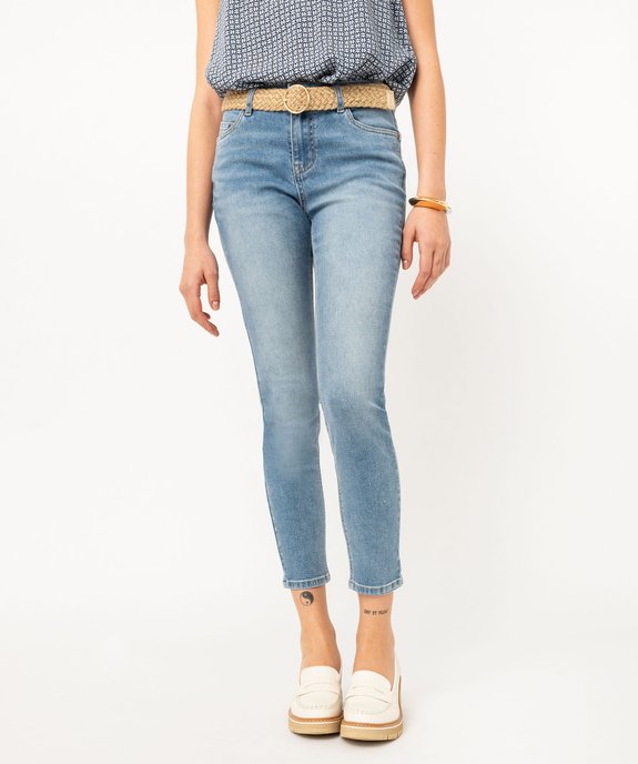 Jean 7/8ème coupe slim avec ceinture tressée femme vue1 - GEMO(FEMME PAP) - GEMO