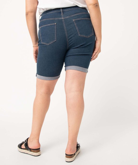 Bermuda en jean femme grande taille à revers vue3 - GEMO 4G GT - GEMO