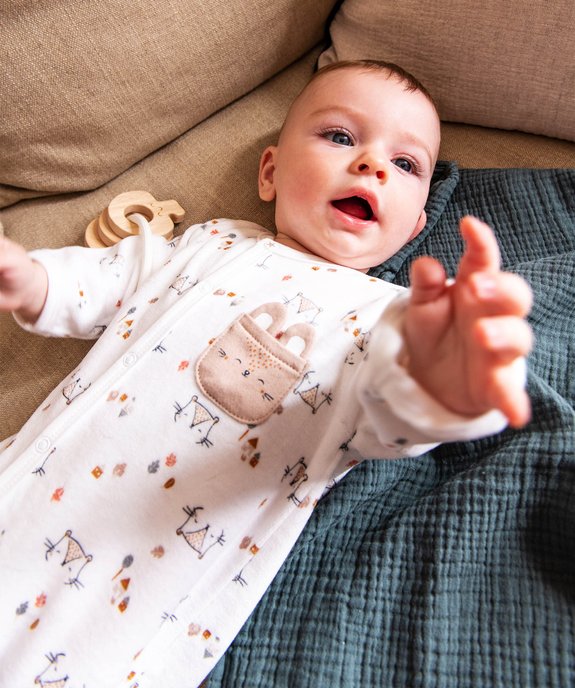 Pyjama en velours imprimé avec ouverture devant bébé - Petit Béguin  vue6 - PETIT BEGUIN - GEMO