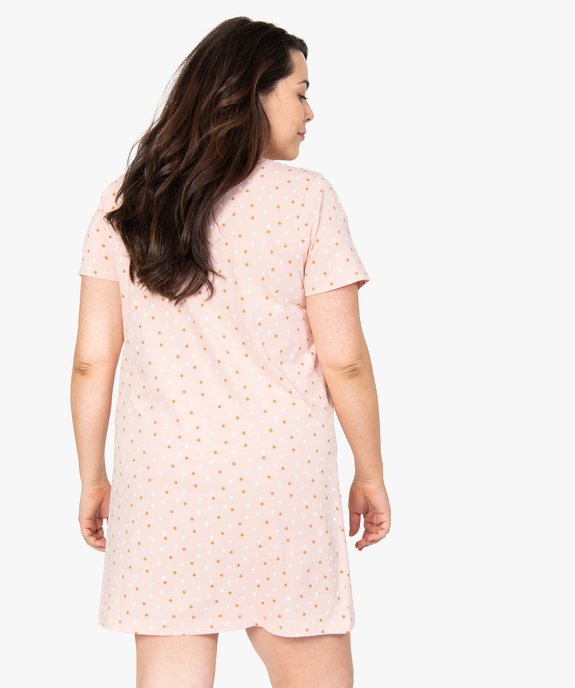 Chemise de nuit à manches courtes avec motifs femme grande taille vue3 - GEMO 4G FEMME - GEMO