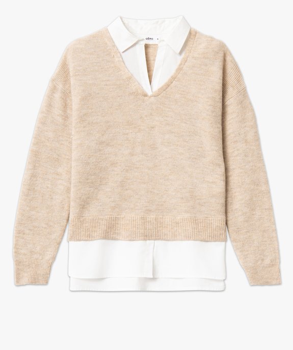 Pull 2 en 1 avec chemise femme vue4 - GEMO(FEMME PAP) - GEMO