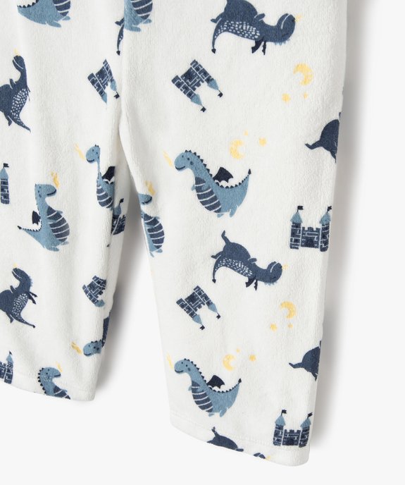 Pyjama en velours 2 pièces à motifs dinosaures bébé garçon vue3 - GEMO 4G BEBE - GEMO