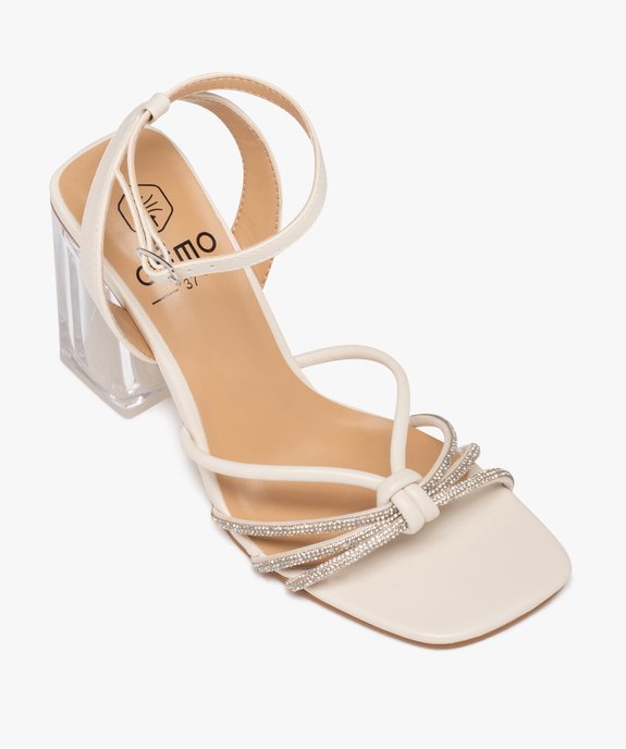 Sandales femme à talon flare transparent avec brides à strass  vue5 - GEMO(URBAIN) - GEMO