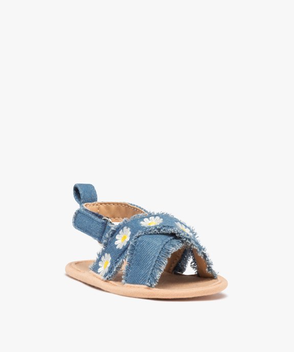 Chaussons de naissance bébé fille sandales en denim vue2 - GEMO 4G BEBE - GEMO