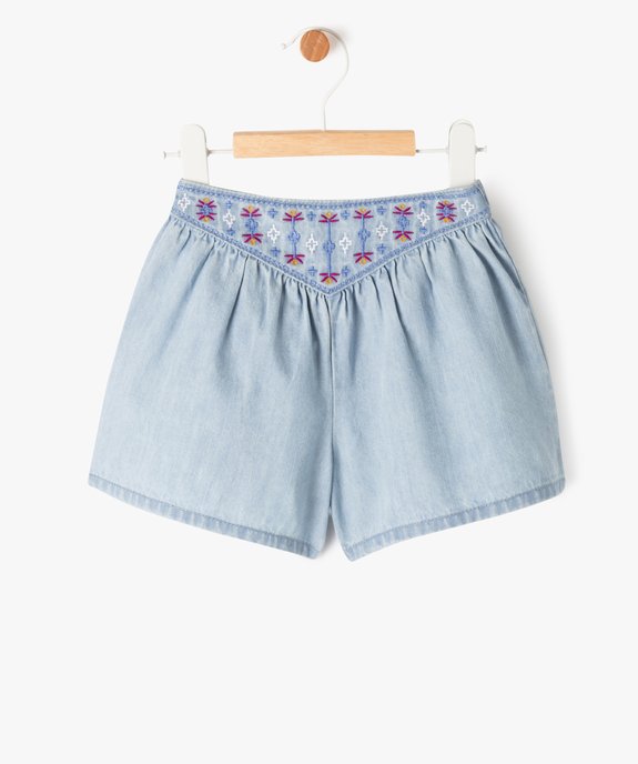 Short ample en toile avec ceinture brodée bébé fille vue1 - GEMO 4G BEBE - GEMO