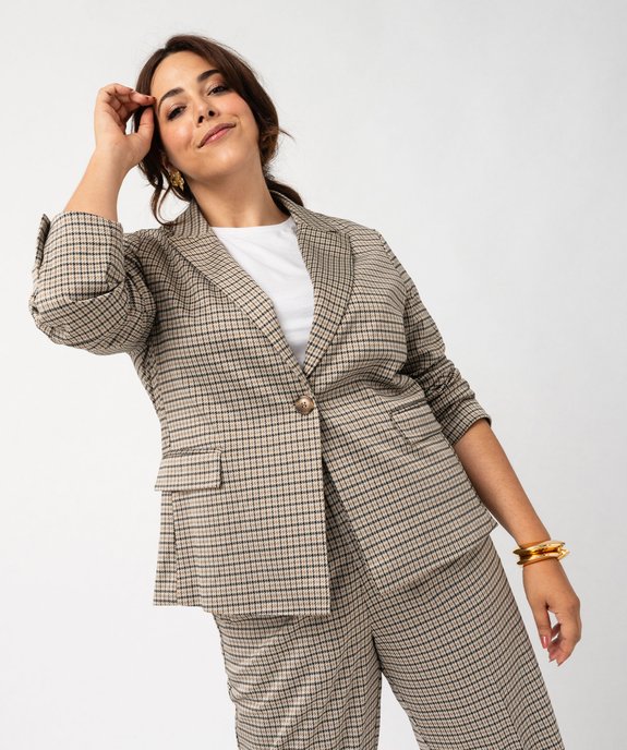 Veste blazer à motif pied-de-poule femme grande taille  vue2 - GEMO (G TAILLE) - GEMO