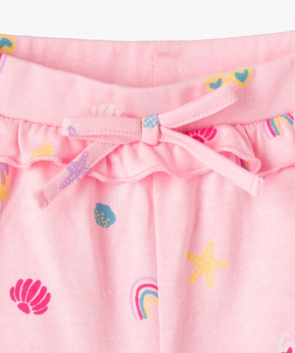 Short bébé fille imprimé en maille à taille élastiquée avec volant vue2 - GEMO(BEBE DEBT) - GEMO