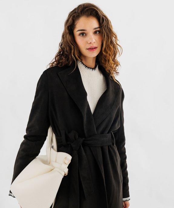 Manteau trench en suédine avec ceinture femme vue9 - GEMO 4G FEMME - GEMO