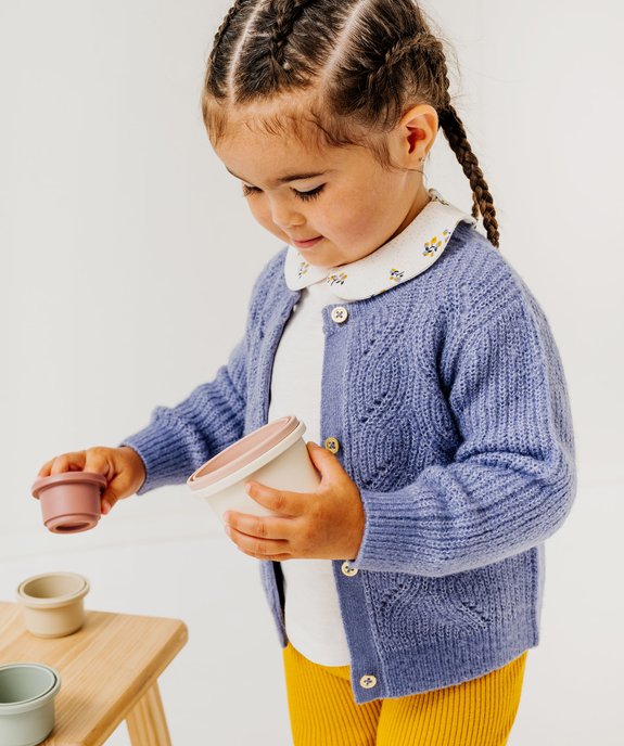 Gilet en maille ajourée à col rond bébé fille vue7 - GEMO(BEBE DEBT) - GEMO