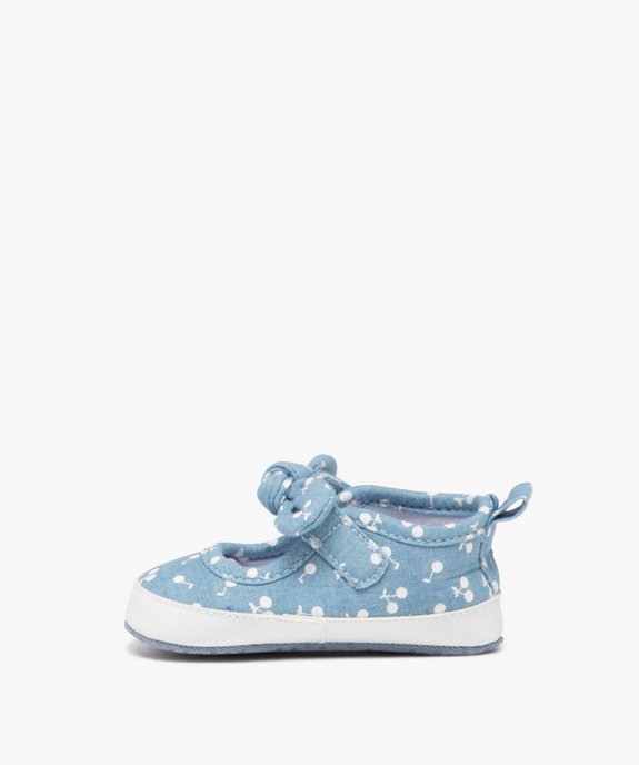 Chaussons de naissance bébé fille babies à scratch avec noeud fantaisie vue3 - GEMO 4G BEBE - GEMO