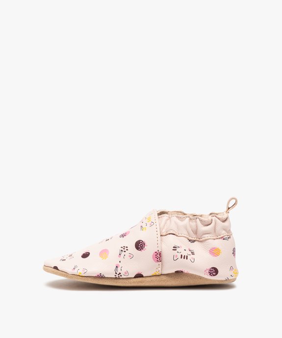 Chaussons bébé fille en cuir imprimé à col élastiqué vue3 - GEMO (ENFANT) - GEMO