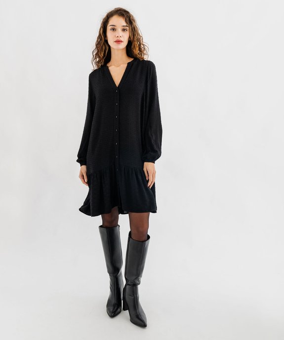 Robe à manches longues avec volant dans le bas femme vue4 - GEMO 4G FEMME - GEMO