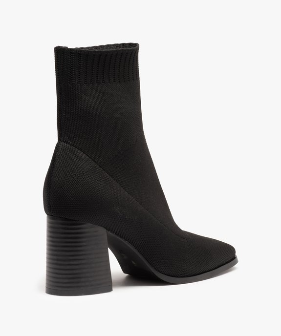 Boots chaussettes femme à talon carré dessus maille unie vue5 - GEMO(URBAIN) - GEMO