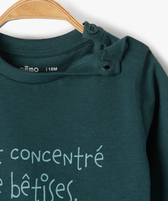 Tee-shirt bébé garçon à manches longues avec message vue2 - GEMO 4G BEBE - GEMO