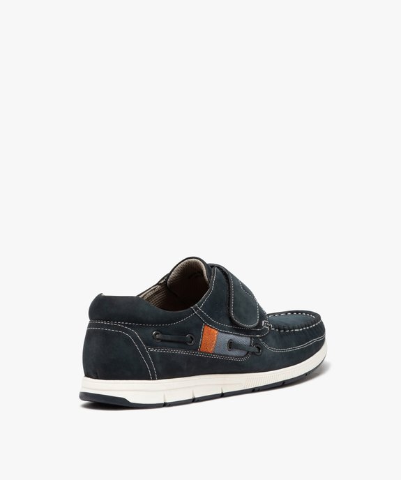 Chaussures bateau homme confort dessus en cuir uni et à scratch vue4 - G'FLEX GEMO FOR GOOD - GEMO