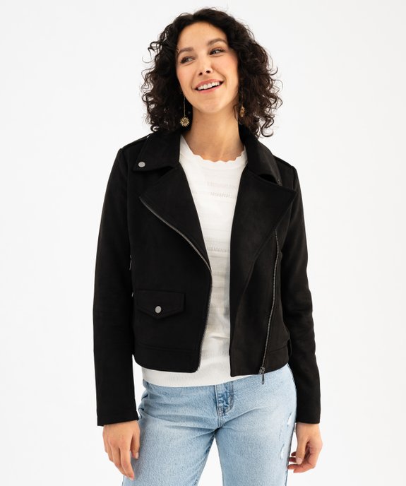 Blouson esprit motard en suédine femme vue6 - GEMO(FEMME PAP) - GEMO