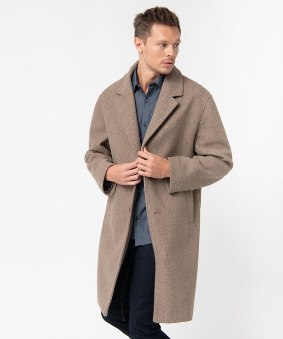 Manteau homme long coupe oversize vue1 - GEMO (HOMME) - GEMO