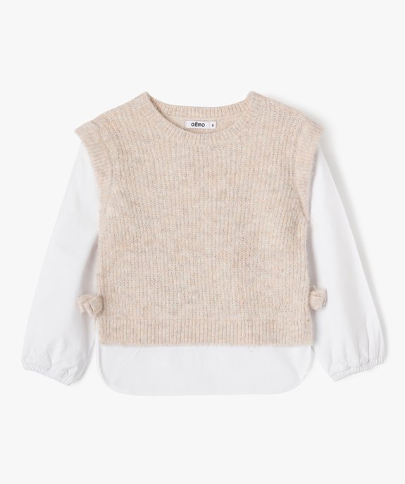 Pull 2 en 1 avec chemise fille vue1 - GEMO (ENFANT) - GEMO