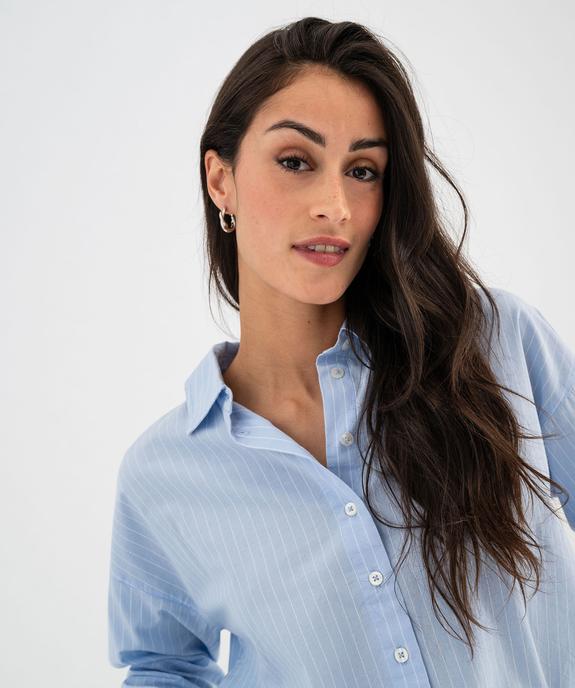 Chemise rayée coupe oversize en coton femme vue2 - GEMO(FEMME PAP) - GEMO