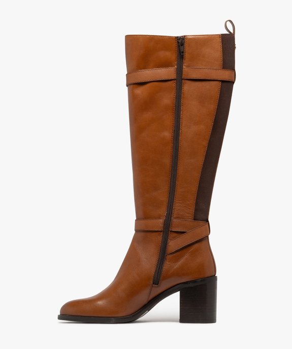 Bottes femme à talon carré détails stretch et boucles dorées fantaisie - Tanéo vue3 - TANEO - GEMO