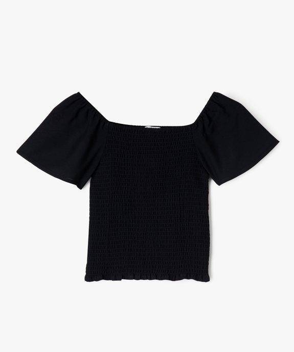 Tee-shirt en viscose avec buste smocké fille vue1 - GEMO 4G FILLE - GEMO