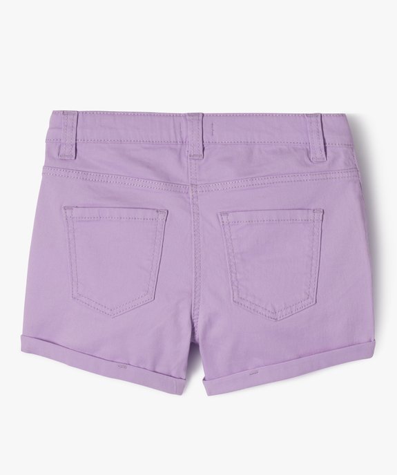 Short en coton stretch avec revers fille vue3 - GEMO