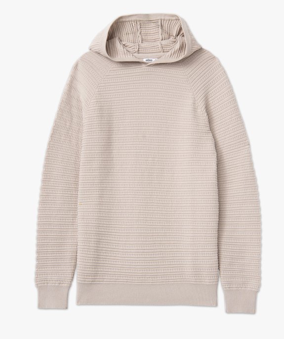 Pull à capuche en maile fantaisie homme vue7 - GEMO 4G HOMME - GEMO