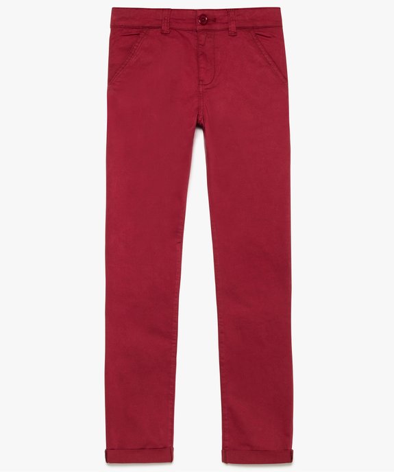 Pantalon garçon chino slim stretch à revers  vue1 - GEMO (JUNIOR) - GEMO