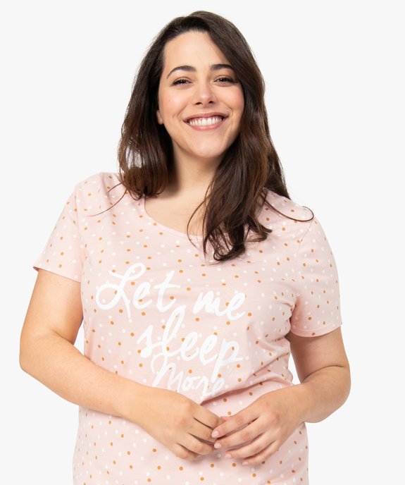 Chemise de nuit à manches courtes avec motifs femme grande taille vue5 - GEMO 4G FEMME - GEMO