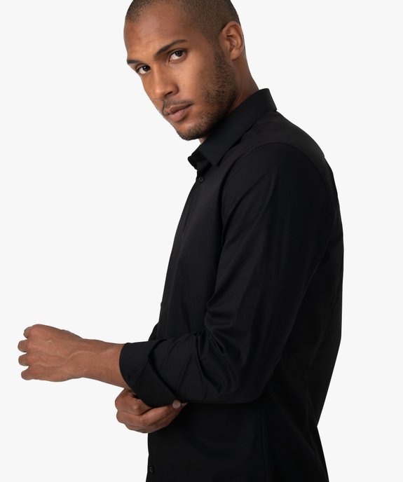 Chemise unie coupe slim en coton stretch homme vue2 - GEMO 4G HOMME - GEMO