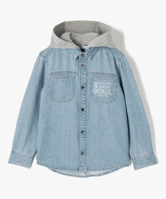 Chemise en jean garçon avec capuche jersey amovible vue1 - GEMO (ENFANT) - GEMO