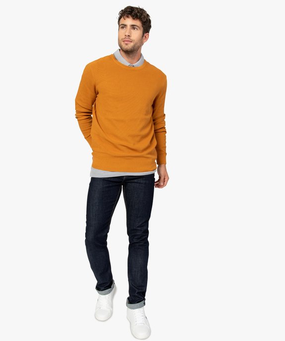 Pull homme en maille fantaisie avec col rond vue5 - GEMO (HOMME) - GEMO