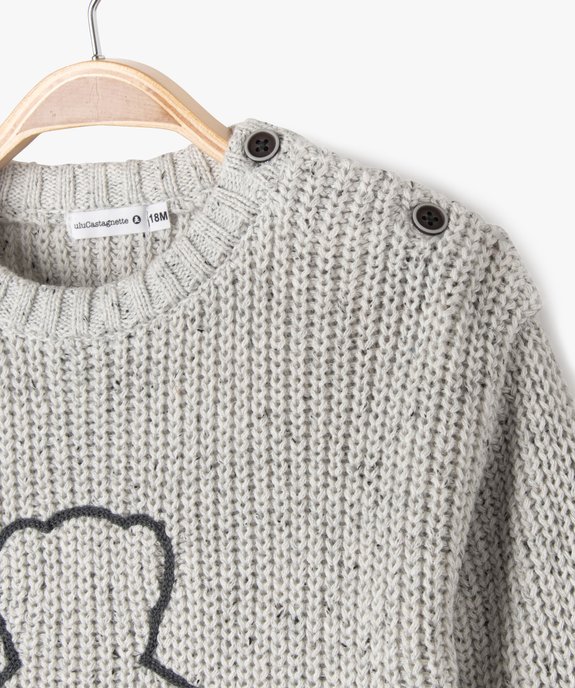 Pull en grosse maille avec motif ourson bébé - LuluCastagnette vue2 - LULUCASTAGNETTE - GEMO