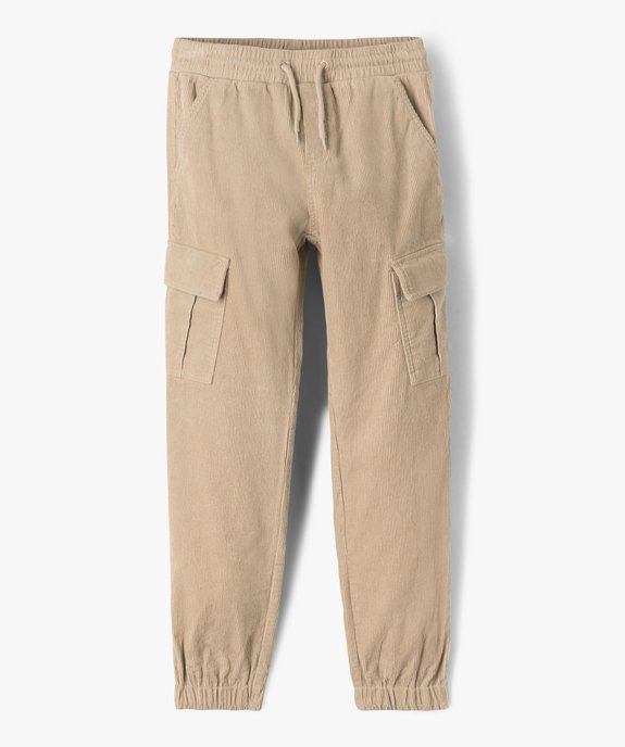 Pantalon jogger regular en velours côtelé à poches cargo garçon vue2 - GEMO (JUNIOR) - GEMO