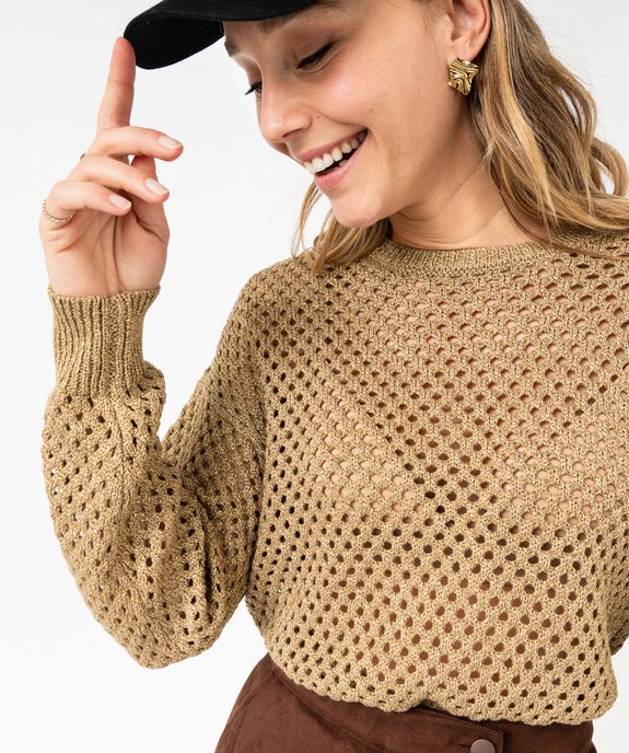 Pull ajouré en maille scintillante femme vue3 - GEMO(FEMME PAP) - GEMO