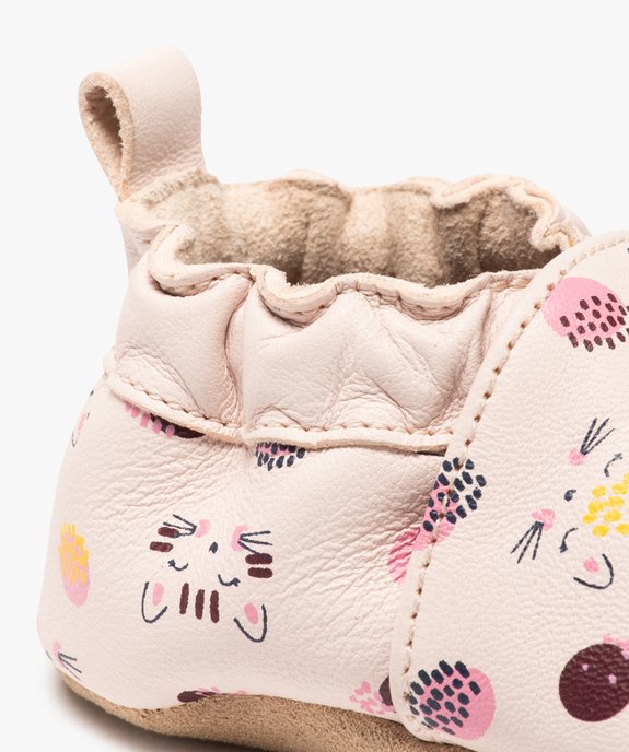 Chaussons bébé fille en cuir imprimé à col élastiqué vue6 - GEMO (ENFANT) - GEMO