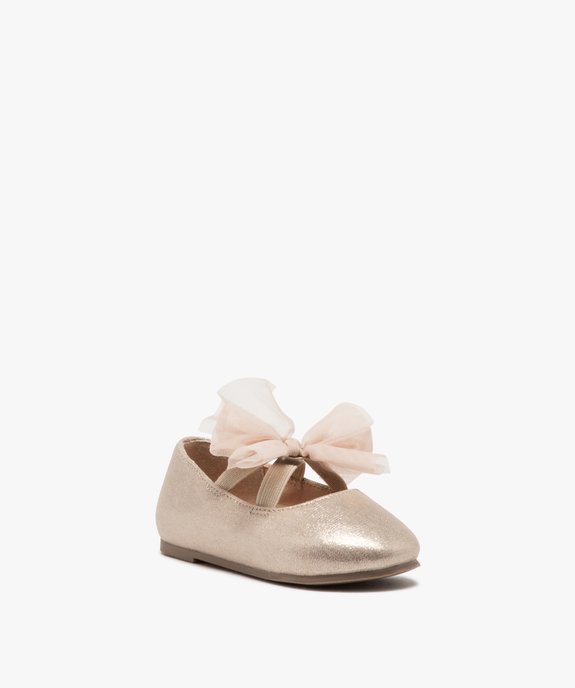 Ballerines bébé fille unies à paillettes avec noeud en tulle fantaisie vue2 - GEMO(BEBE DEBT) - GEMO