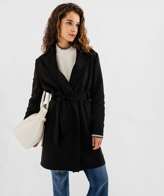 Manteau trench en suédine avec ceinture femme vue6 - GEMO 4G FEMME - GEMO