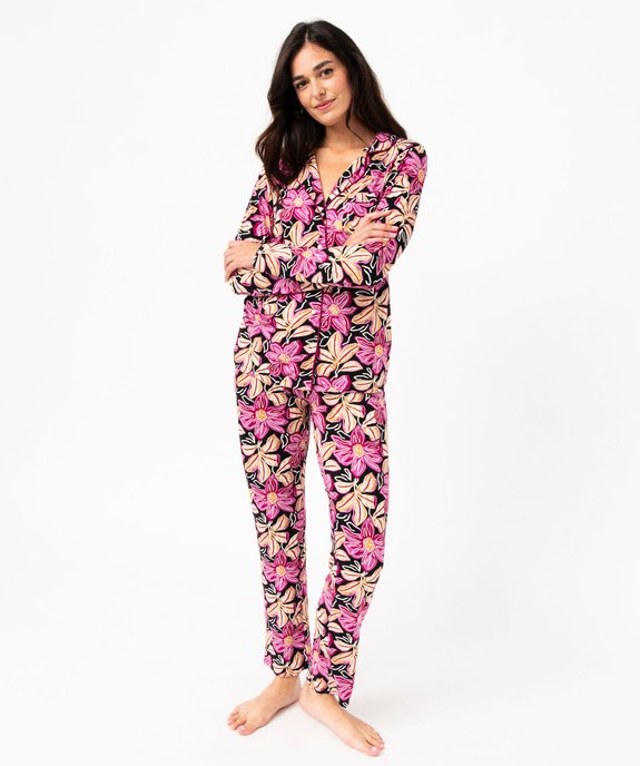 Pyjama deux pièces femme : chemise et pantalon vue1 - GEMO 4G FEMME - GEMO