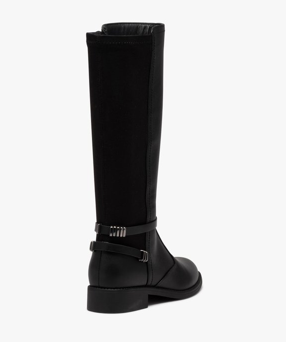 Bottes femme unies bi-matières avec brides fantaisie vue4 - GEMO (CASUAL) - GEMO