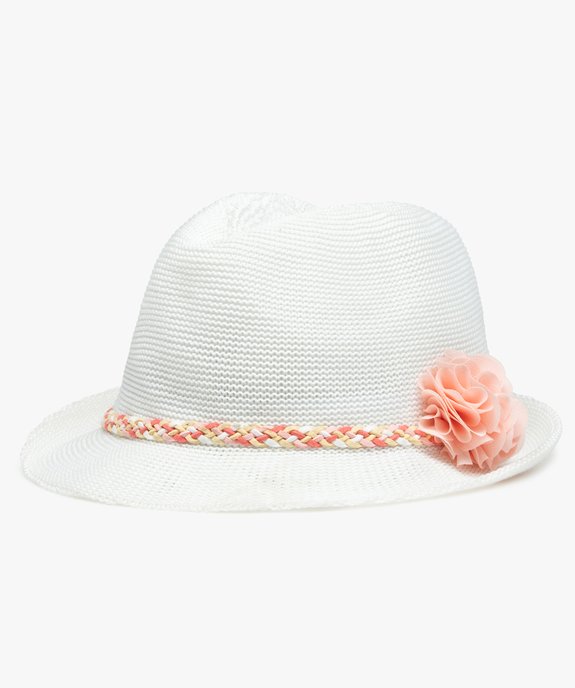 Chapeau fille trilby avec fleur et bande tressée vue1 - GEMO (ENFANT) - GEMO