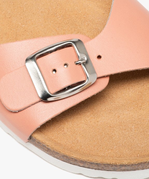 Mules femme plates avec bride à boucle en cuir unie vue6 - GEMO (CASUAL) - GEMO