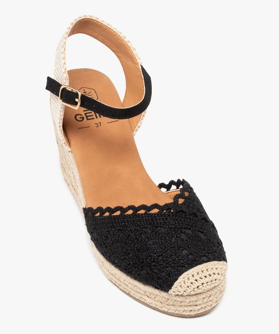 Sandales femme en macramé uni avec bout fermé et semelle corde compensée vue5 - GEMO 4G FEMME - GEMO