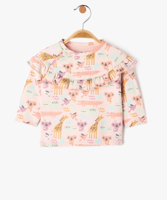 Sweat brassière motifs animalier ouvert sur l’avant bébé fille vue1 - GEMO 4G BEBE - GEMO