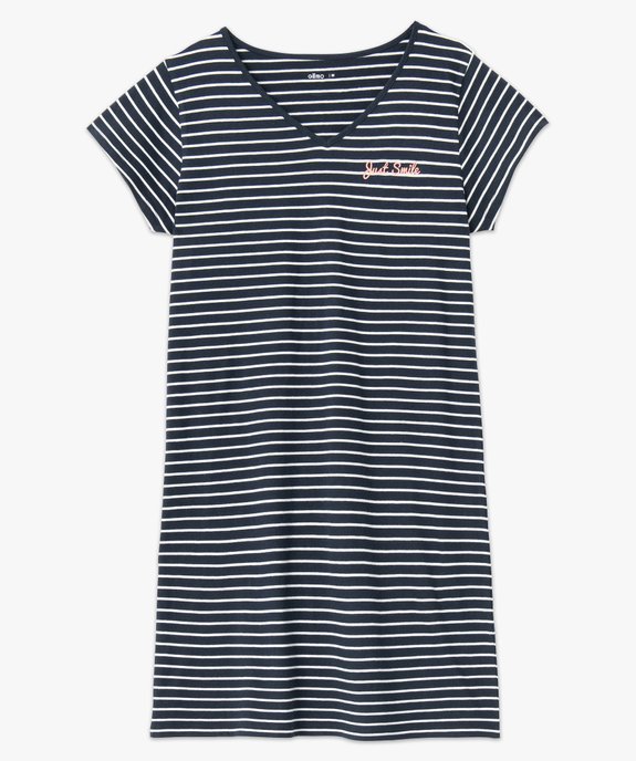 Chemise de nuit imprimée à manches courtes femme vue4 - GEMO 4G FEMME - GEMO