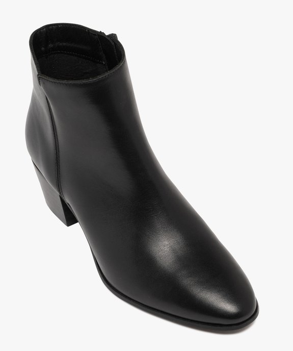 Bottines femme dessus en cuir à petit talon cubain et bout amande - Tanéo vue5 - TANEO - GEMO