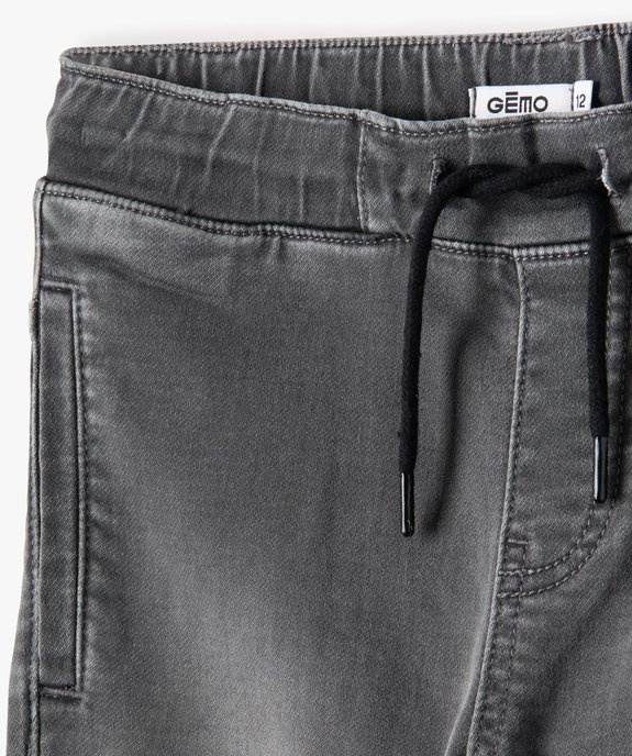 Jean garçon slim extensible à taille élastiquée et jeu de surpiqûres vue4 - GEMO (JUNIOR) - GEMO