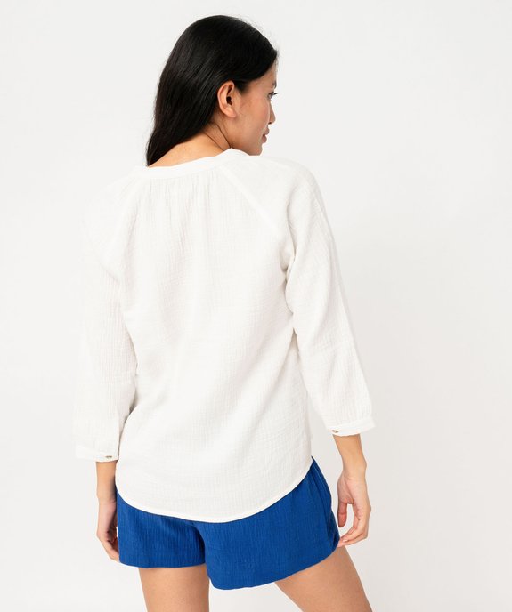 Blouse à manches 3/4 brodée en gaze de coton femme vue3 - GEMO(FEMME PAP) - GEMO