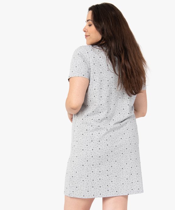 Chemise de nuit à manches courtes avec motifs femme grande taille vue3 - GEMO 4G FEMME - GEMO