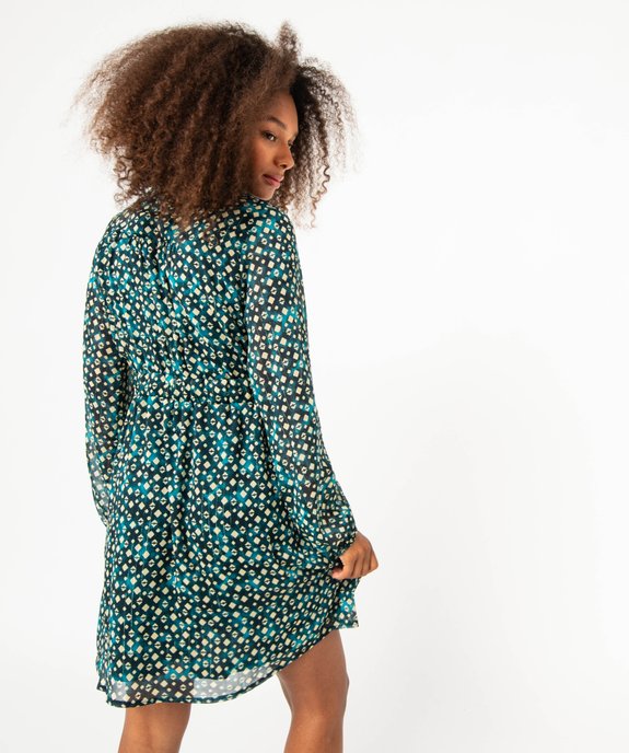 Robe à manches longues imprimée en voile femme vue3 - GEMO(FEMME PAP) - GEMO